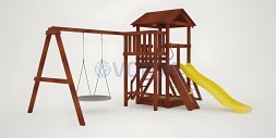 Детская площадка Савушка Мастер 2 с качелями Гнездо 1 метр (Махагон)
