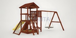 Детская площадка Савушка Мастер 2 с качелями Гнездо 1 метр (Махагон)