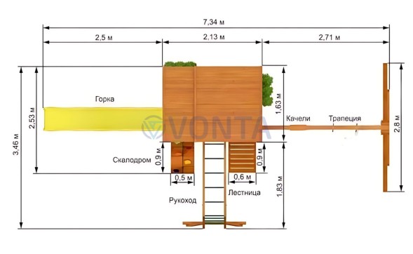Детская площадка IgraGrad Клубный домик 2 с рукоходом Luxe