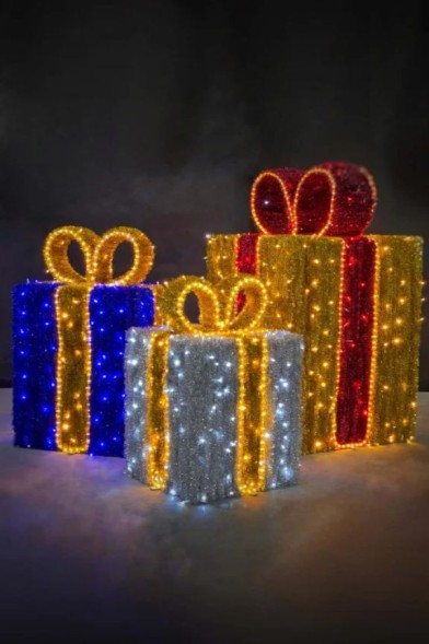 Световая фигура «Комплект из 3-х подарков 3D» 75см, 100 см, 140 см