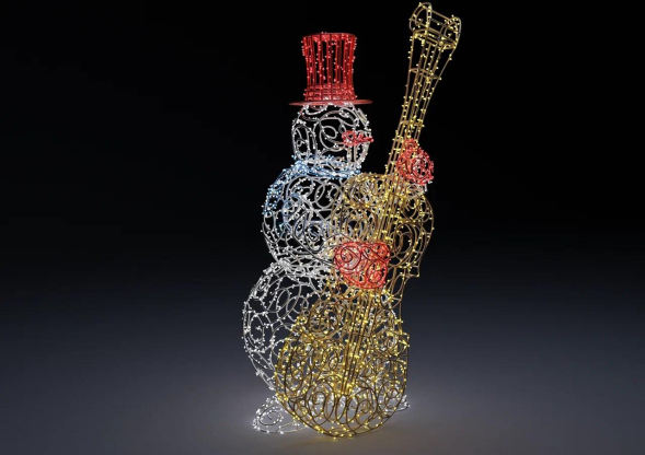 Светодиодная фигура Снеговик-музыкант контрабас 180 см. 1 шт., (SR223)