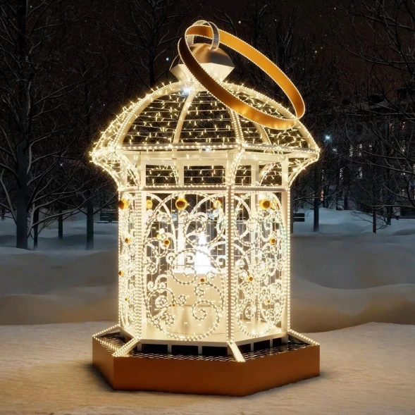 Светодиодная фотозона Фонарь Свет надежды золотой 2.96 м., (3DGR629-i91)