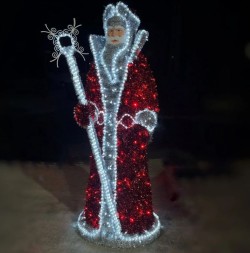 Световая фигура «Дед Мороз» с посохом, мишура