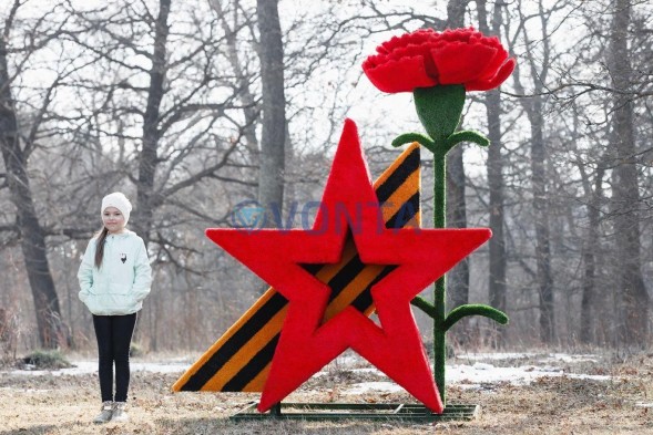 Топиари звезда Победы, h=250 см — газон Eco