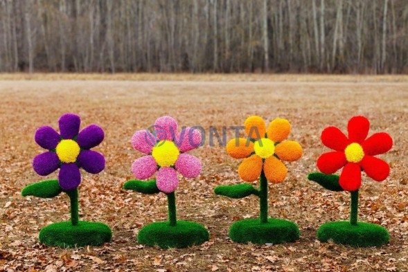 Топиари композиция цветы, 4 шт, h=110 см — газон Eco + Deluxe