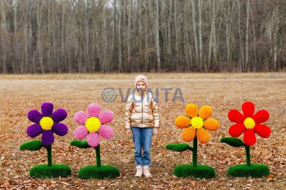 Топиари композиция цветы, 4 шт, h=110 см — газон Eco + Deluxe