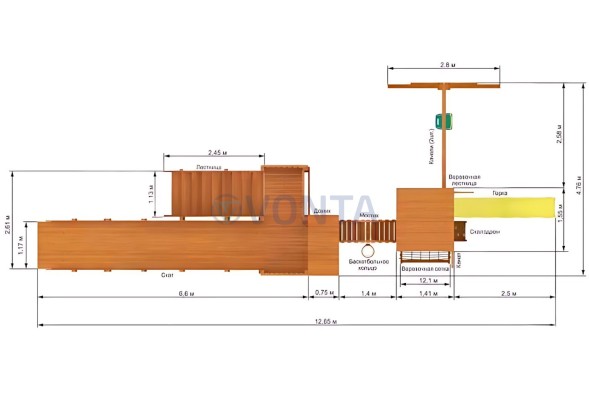 Детская деревянная зимняя горка IgraGrad Snow Fox 5,9 м Панда Фани Gride