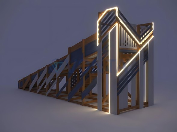 Зимняя деревянная горка IgraGrad Snow Fox скат 10 м мод.4