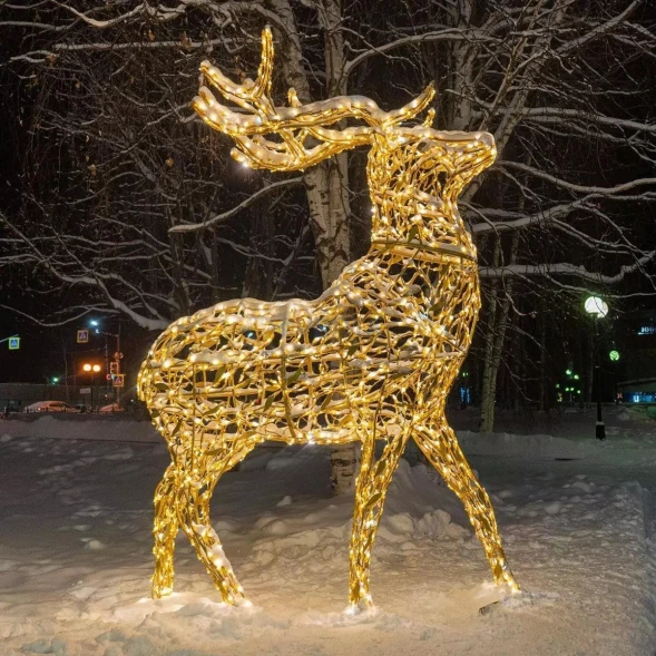 Светодиодная фигура Благородный Олень золотой Premium 5 м., (OL332s500)