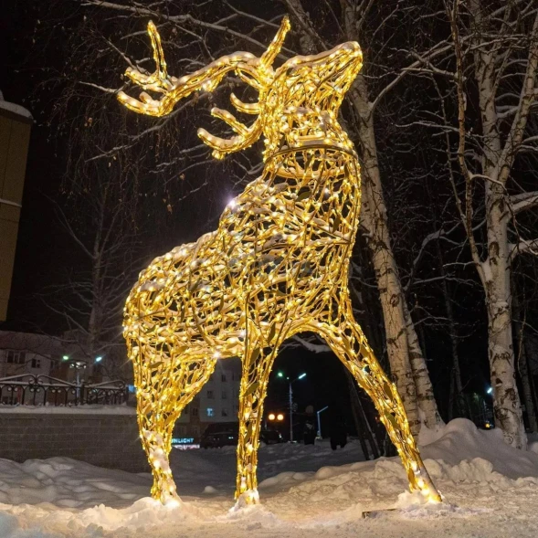 Светодиодная фигура Благородный Олень золотой Premium 5 м., (OL332s500)