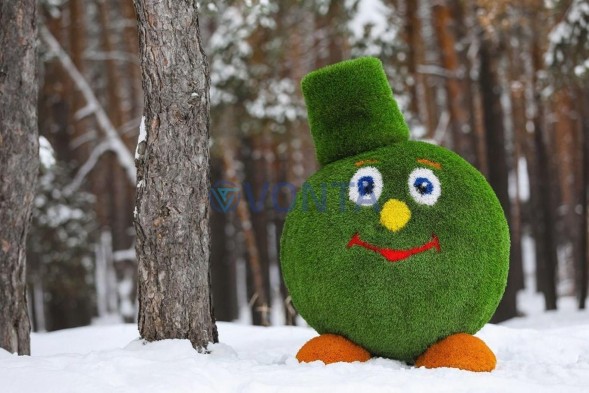 Топиари смайлик в шапке — газон Premium