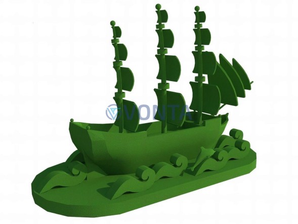 Топиари корабль, h — 100 см, зеленый — газон Eco