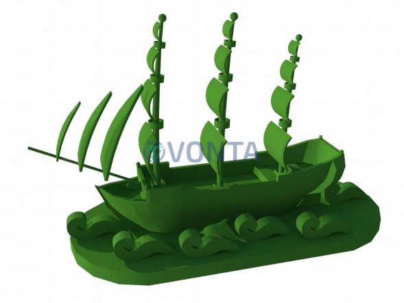 Топиари корабль, h — 100 см, зеленый — газон Eco