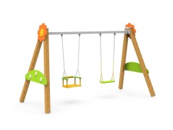 Качели на брусе «Цветочные» двойные