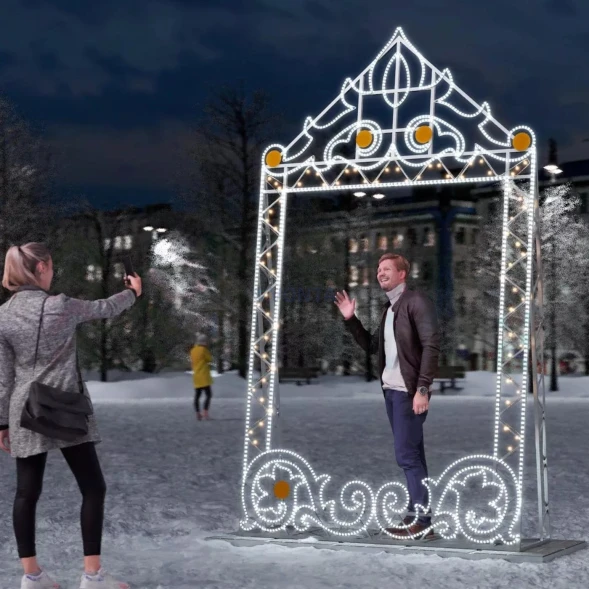 Светодиодная фотозона Селфи-рамка Винтаж 3.13 м., (FZ302)