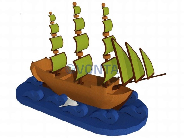 Топиари корабль, h — 250 см, цветной — газон Eco