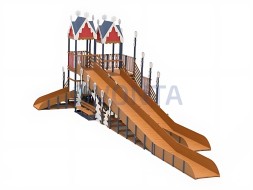 Зимняя деревянная горка IgraGrad Snow Fox 19 с тремя скатами