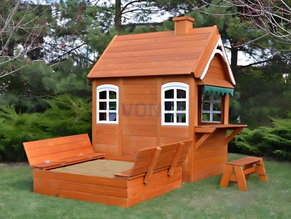 Детский домик Happy house 3 песочный дворик