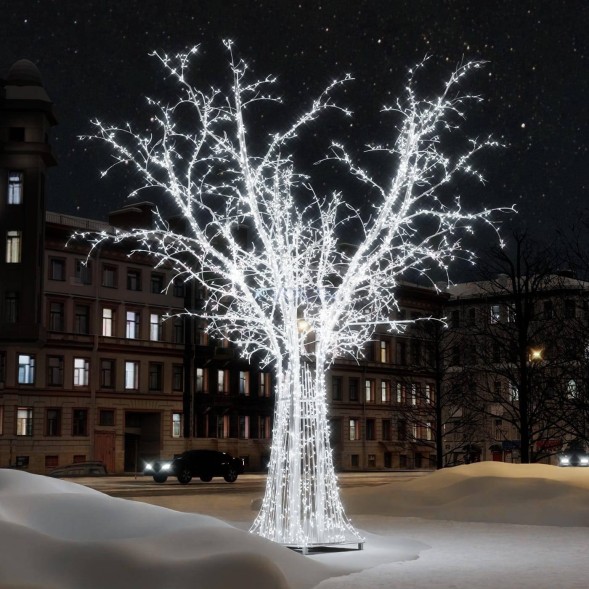 Светодиодное дерево Ветвистое серебряное 5.3 м., (PL31)