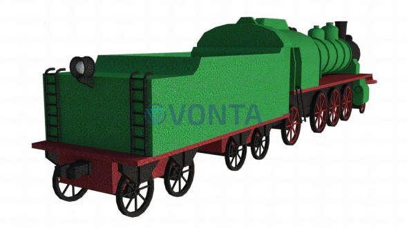 Топиари паравоз, цветной, 3 цвета — газон Eco