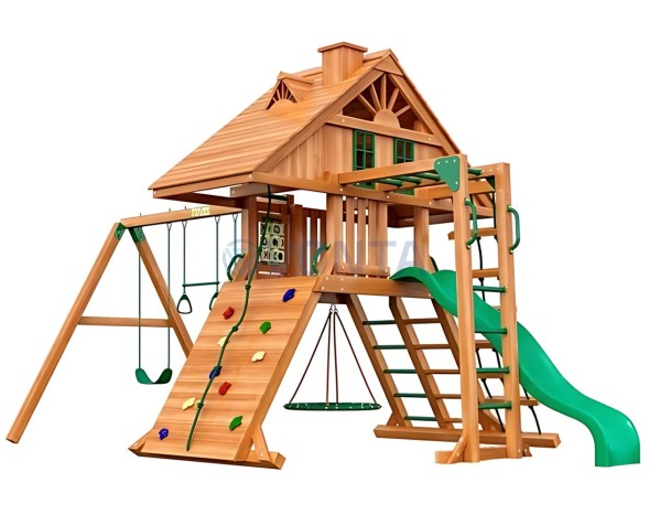 Деревянная детская площадка для дачи Igragrad Крепость Фани с рукоходом (Домик)