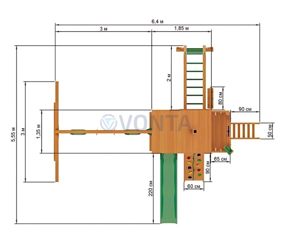 Деревянная детская площадка для дачи IgraGrad Шато с рукоходом 2