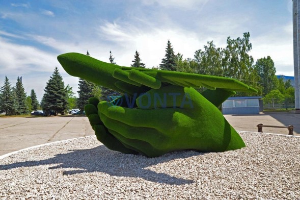 Топиари самолет в ладонях — газон Есо