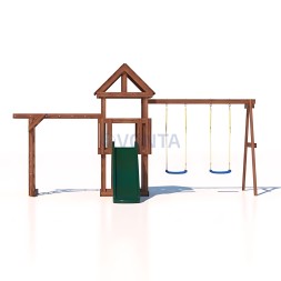 Детская площадка CustWood Junior Color JC3 с деревянной крышей
