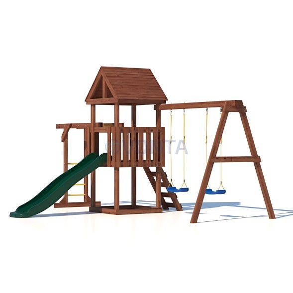 Детская площадка CustWood Junior Color JC3 с деревянной крышей