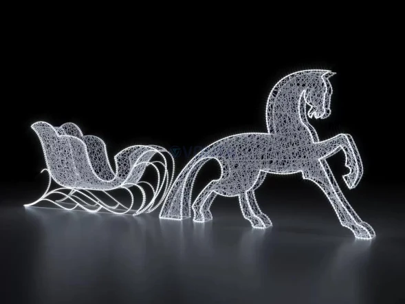 Светодиодная композиция Сани с конем стилизованные (композит) 200 см., (SR058)