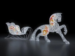 Светодиодная композиция Сани с конем Русская Зима стилизованные (композит) 200 см.
