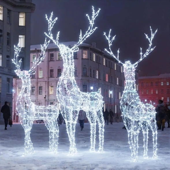 Комплект светодиодных фигур Семья Оленей 3 шт., (OL358)