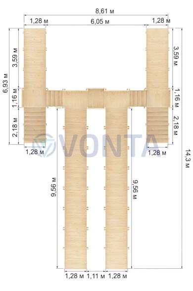 Зимняя горка IgraGrad Snow Fox 4 ската без окраски