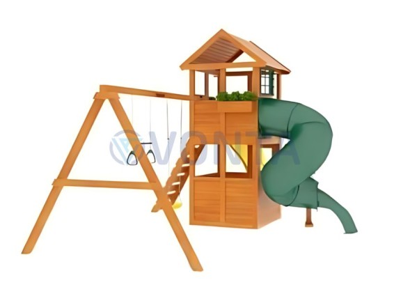 Деревянная детская площадка для дачи Igragrad Клубный домик с трубой