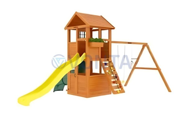 Деревянная детская площадка для дачи Igragrad Клубный домик с трубой