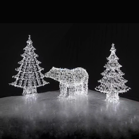 Комплект светодиодных фигур Медведь в лесу 3 шт., (OL354)