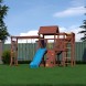 Детская деревянная игровая площадка для улицы дачи CustWood Scout SC10 с деревянной крышей