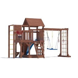 Детская деревянная игровая площадка для улицы дачи CustWood Scout SC10 с деревянной крышей
