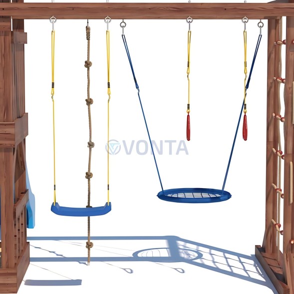 Детская деревянная игровая площадка для улицы дачи CustWood Scout SC10 с деревянной крышей
