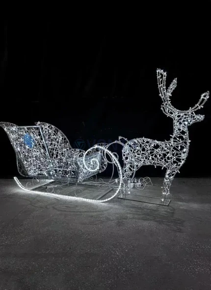 Светодиодная композиция Сани композитные со стилизованным оленем, (SR051)