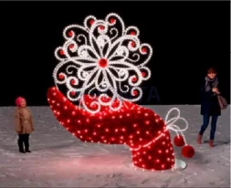 Светодиодная фигура из мишуры Варежка со снежинкой 250 см., (SR069)