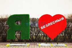 Топиари сердце, с надписью, h=100 см — газон Eco