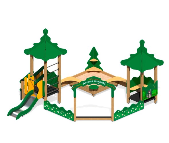Песочный дворик “Лесная поляна” с горкой, ПС-09
