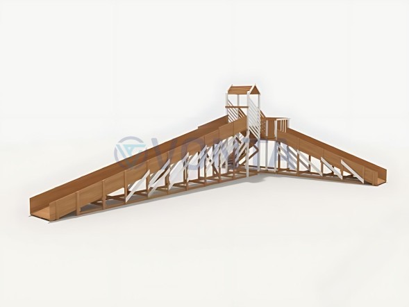 Зимняя деревянная горка IgraGrad Snow Fox 12 м с двумя скатами мод.724