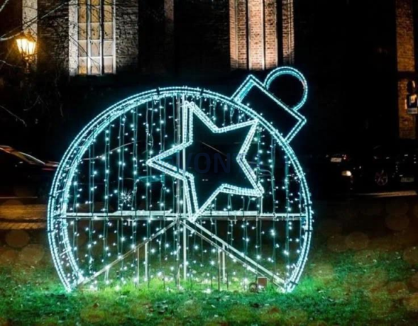 Светодиодная инсталляция Елочный шар со звездой 2D 150 см., (SR218)