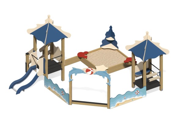 Песочный дворик “Коралл” с горкой, ПС-16.3