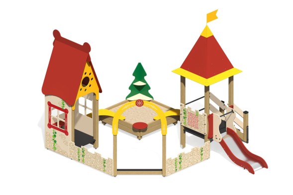 Песочный дворик “Белоснежка” с горкой, ПС-49