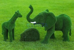 Топиари композиция малыши (слон, жираф, ежик) — газон Eco