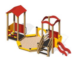 Песочный дворик “Городок” с горкой, ПС-55.2