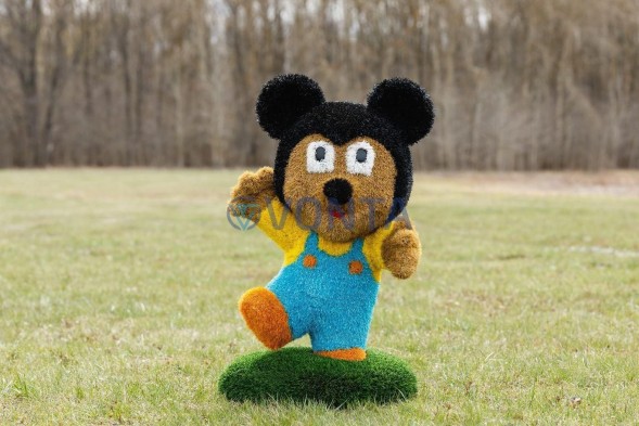 Топиари композиция мышка Крис, модель 1 и мышонок Малыш — газон Deluxe + Eco